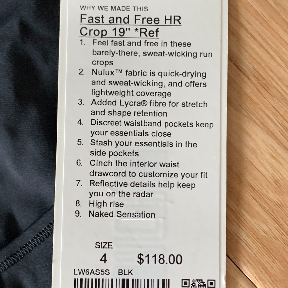 NWT LULULEMON Fast & Free Crop HR 19" LEGGINGS (4) - Picture 12 of 16